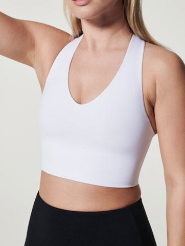 Longline Medium Impact Sports Wireless Bra White