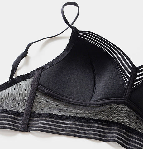 Rückenfreier trägerloser BH Push Up Plus Size Damen Bralette Wireless Lace Thin Dots