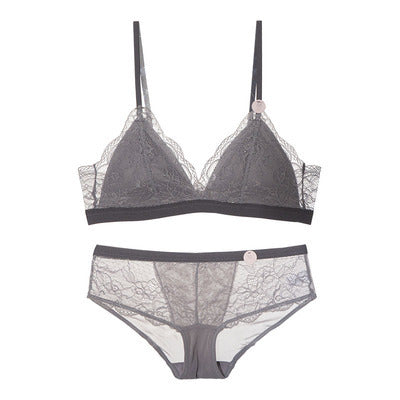 Women Push Up Thin Triangle Cup Lace Lingerie Set