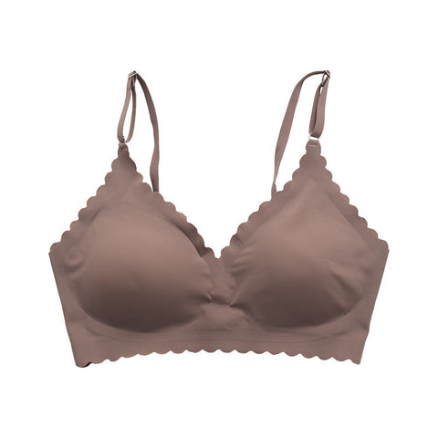 Semicircle Decorative Border Wireless Bra Rosy Brown