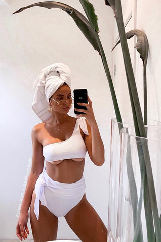 White One Shoulder Swim Crop