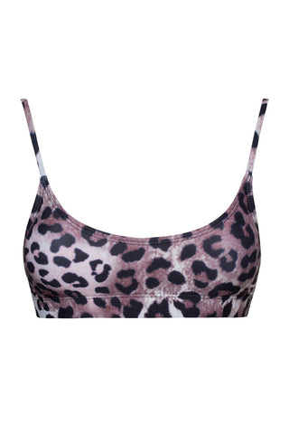 Top de bikini corto con estampado de leopardo