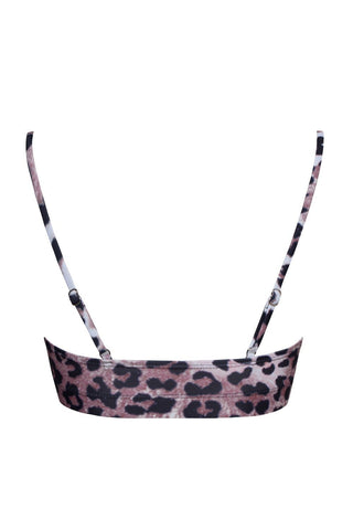 Top de bikini corto con estampado de leopardo