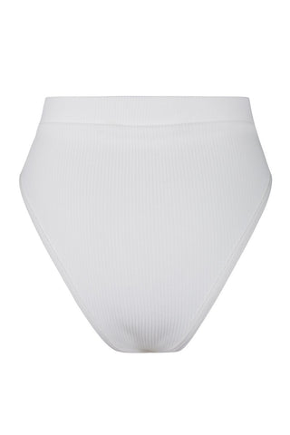 White Ribbed High Waist Bikini Bottoms