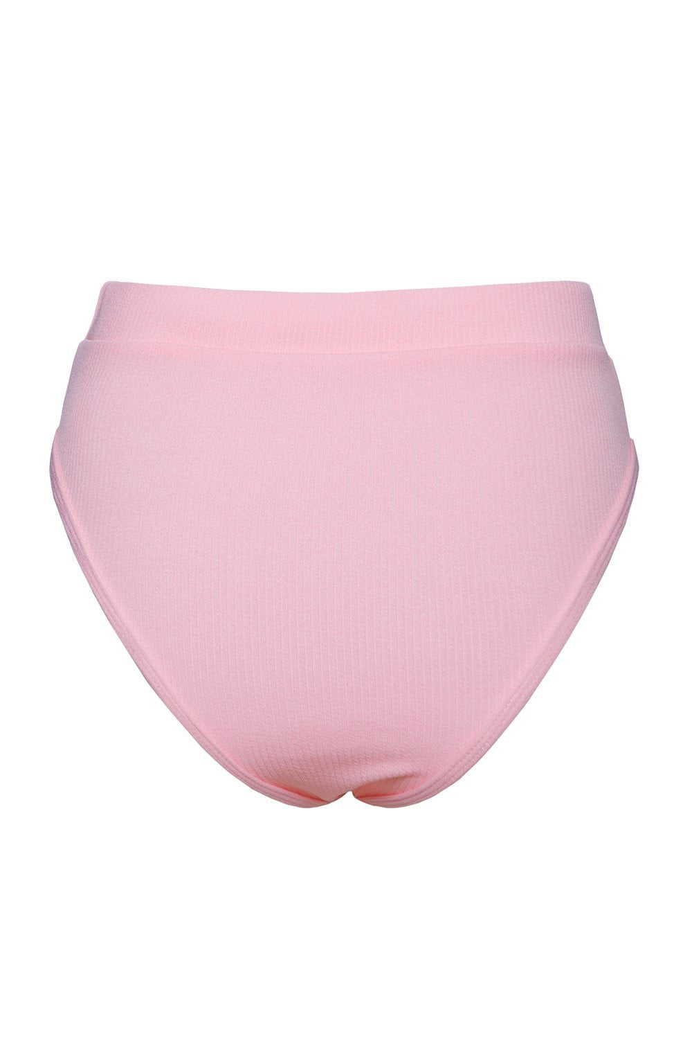 Pink Ribbed High Waist Bikini Bottoms