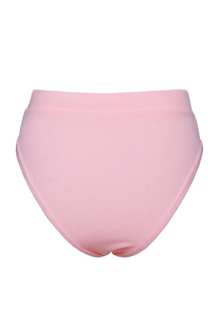 Pink Ribbed High Waist Bikini Bottoms