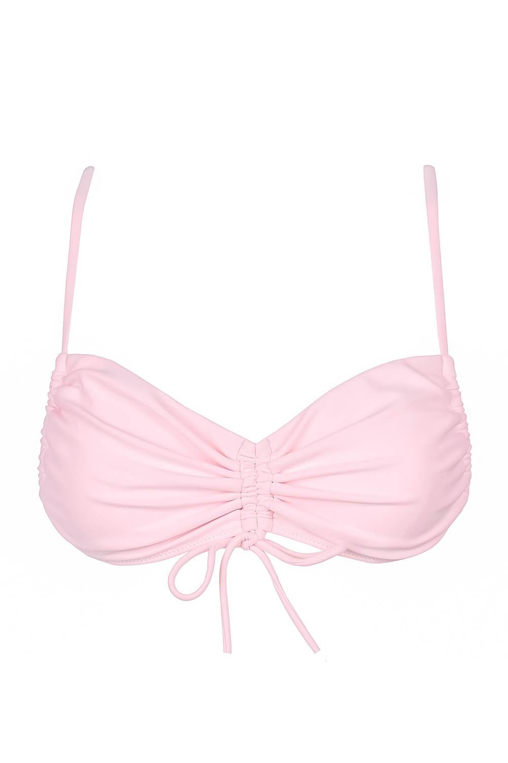 Top de bikini bandeau ajustable en color rosa bebé