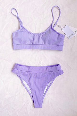 Purple Rib Sporty Bikini Top