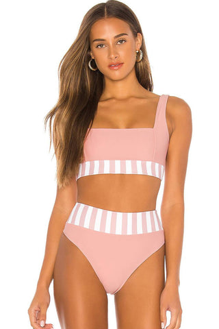 Rose Striped Bikini Top