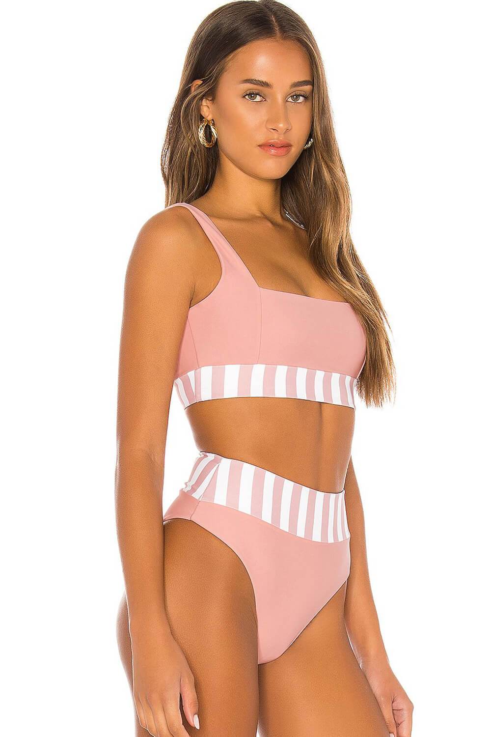 Rose Striped Bikini Top