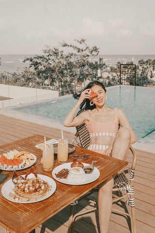 Rose Striped Bikini Top