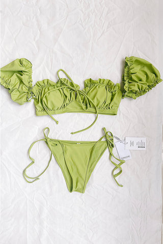 Braguita de bikini con lazos laterales en color verde pistacho