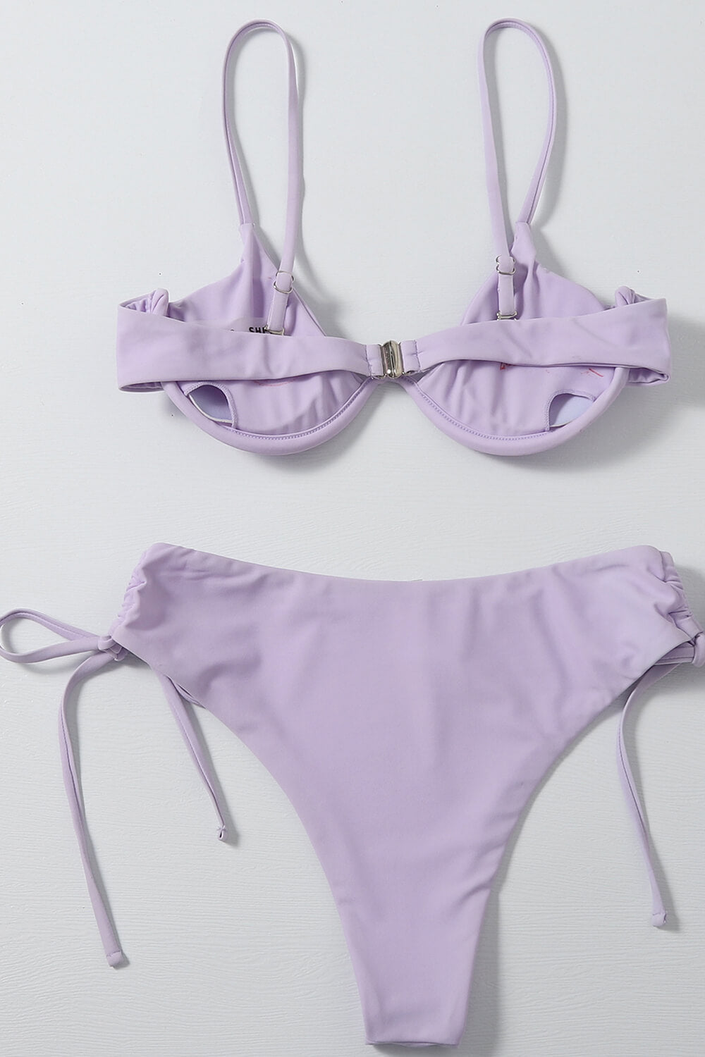 Lilac Ruched Side High Waisted Bikini Bottoms