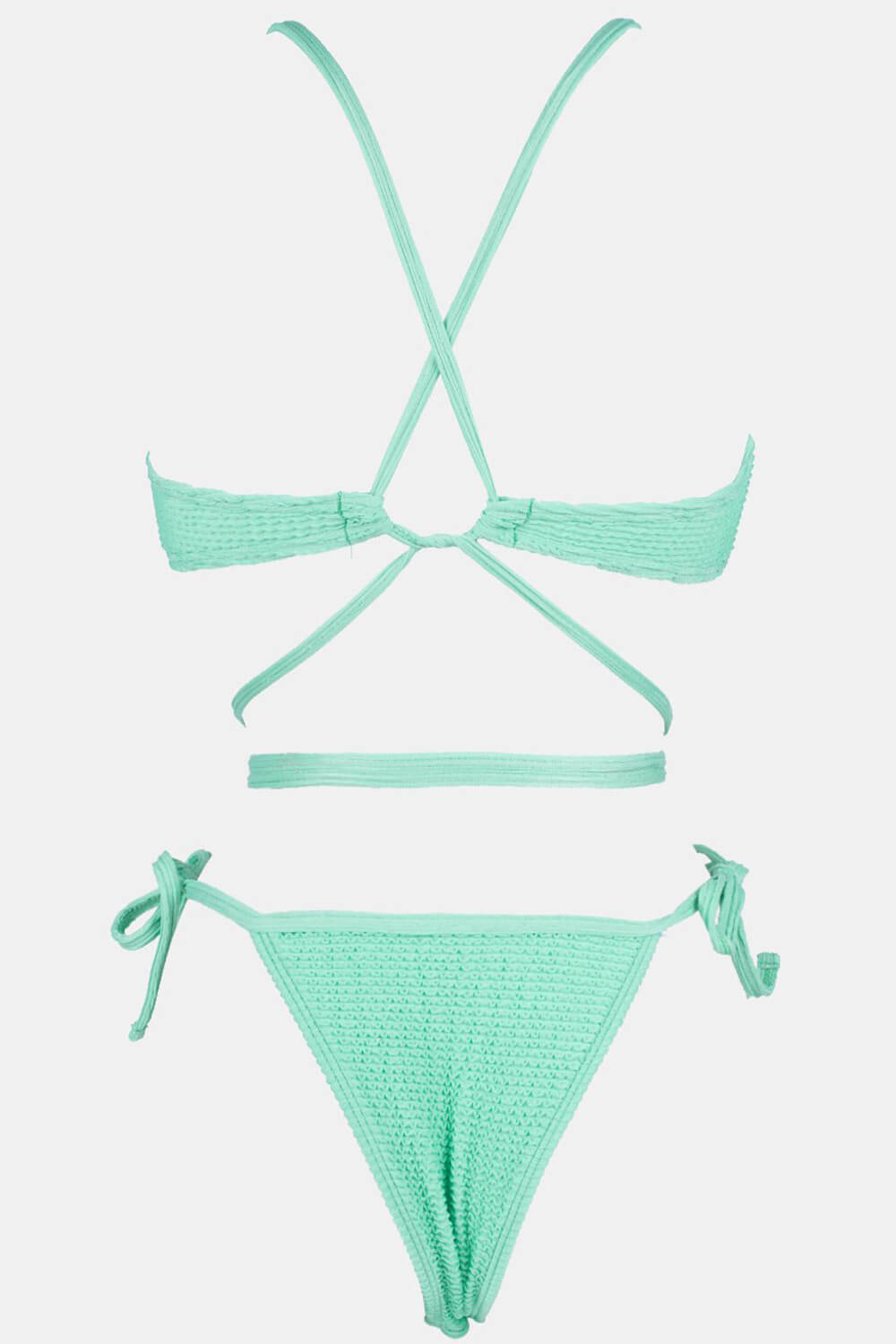 Braguita de bikini con lazos laterales y cordón ajustable en tono menta