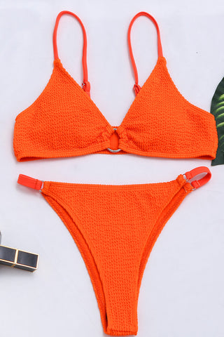 Orange Smocked O-Ring Bikini Bottoms