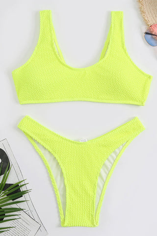 Lime Crinkle Scoop Bikini Top