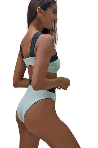 Mint Crossing Color Blocked Bikini Top