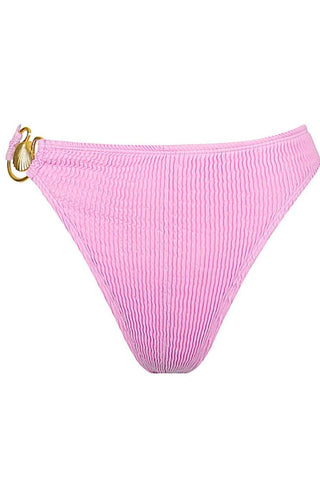 Color Block Bandeau Crinkle High Waisted Bikini Set With Gold Shell Detail