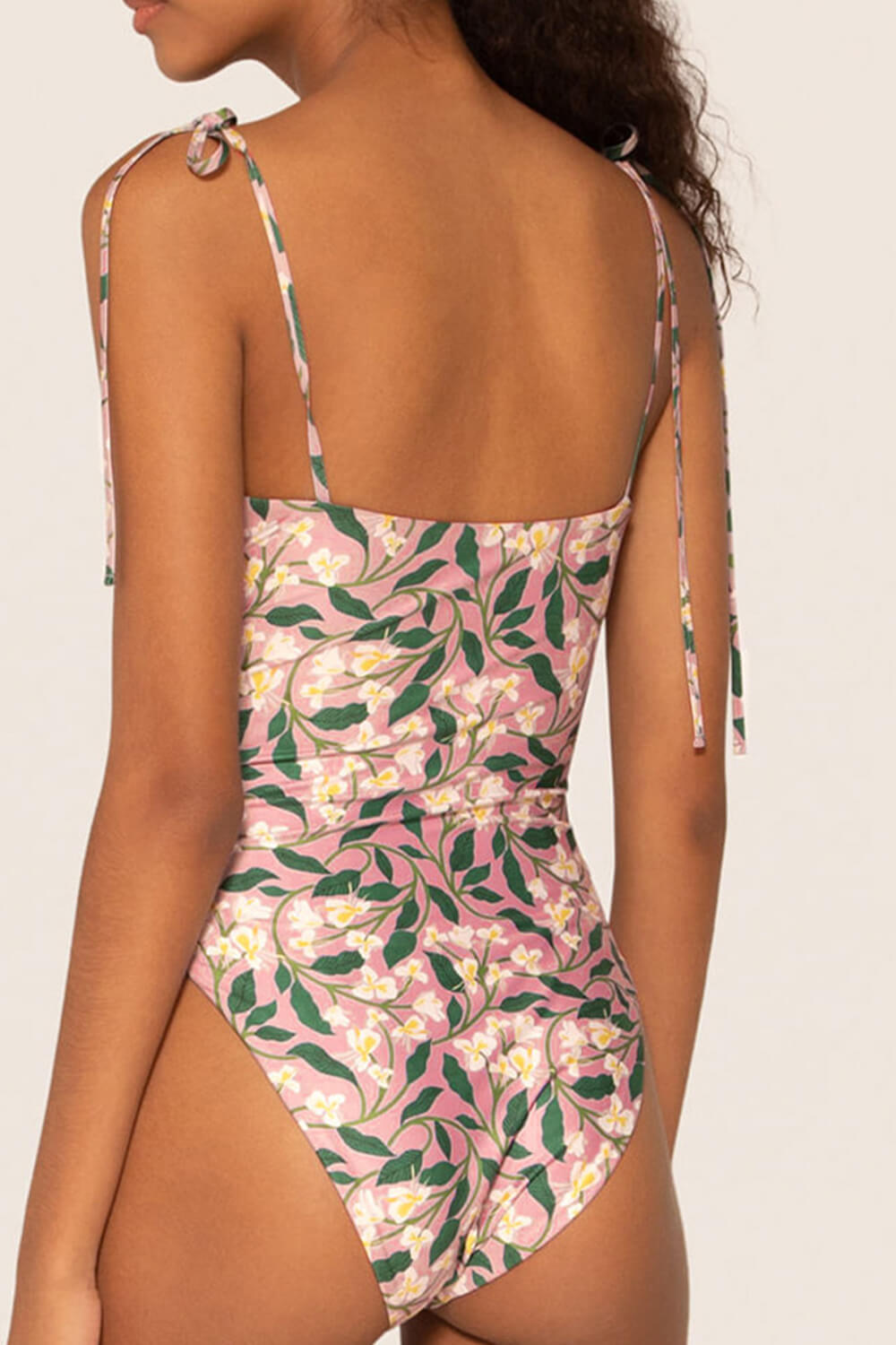 Floral Sweetheart Tie Shoulder One Piece Swimsuit