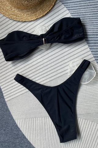 Rosette Bandeau High Waisted Bikini Set