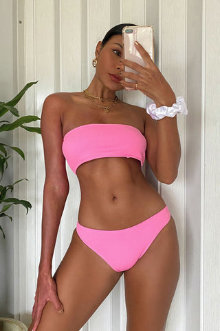 Gerippte Bikinihose in Pink