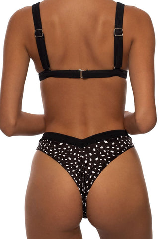 Black Flint Ribbed Trim High Leg Bikini Bottom