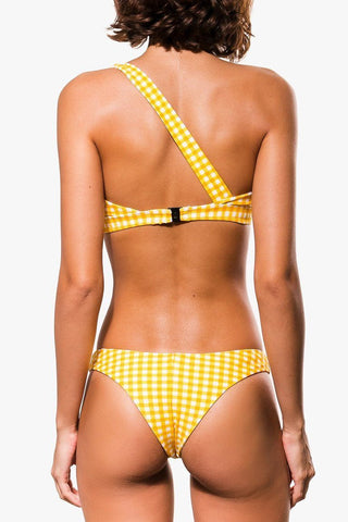 Braguita de bikini de cuadros vichy amarillos