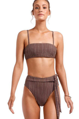 Cigar Striped Tie Waist Bikini Bottom