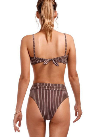 Cigar Striped Tie Waist Bikini Bottom