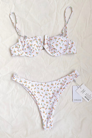 Braguita de bikini de corte alto con diseño floral