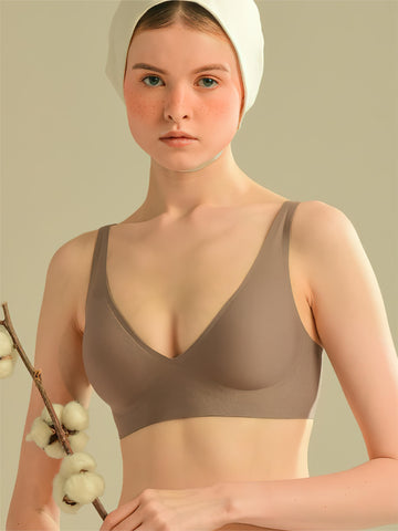 Basic French Push-up Wireless Bra RosyBrown