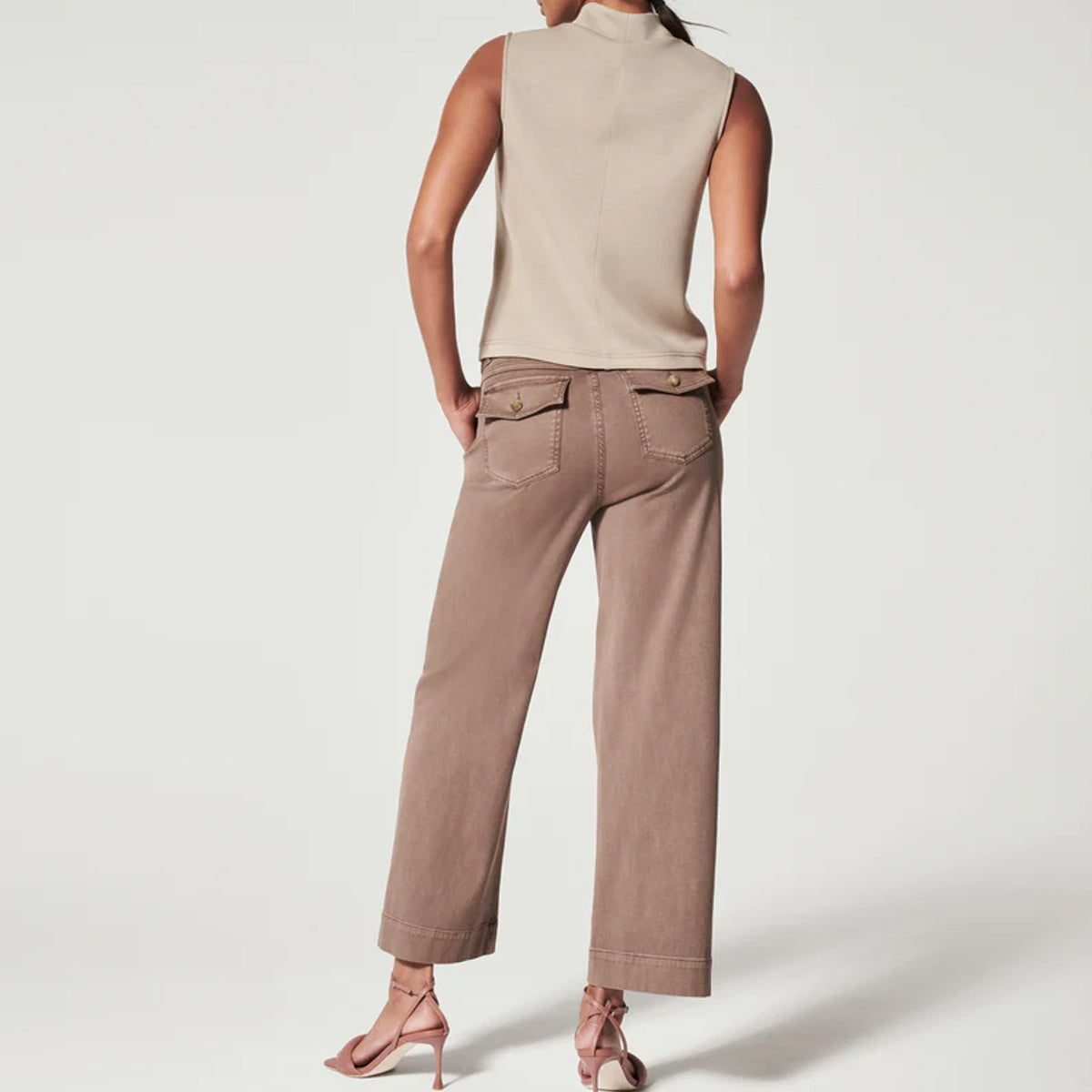 Stretch Twill Cropped Wide Leg Pant