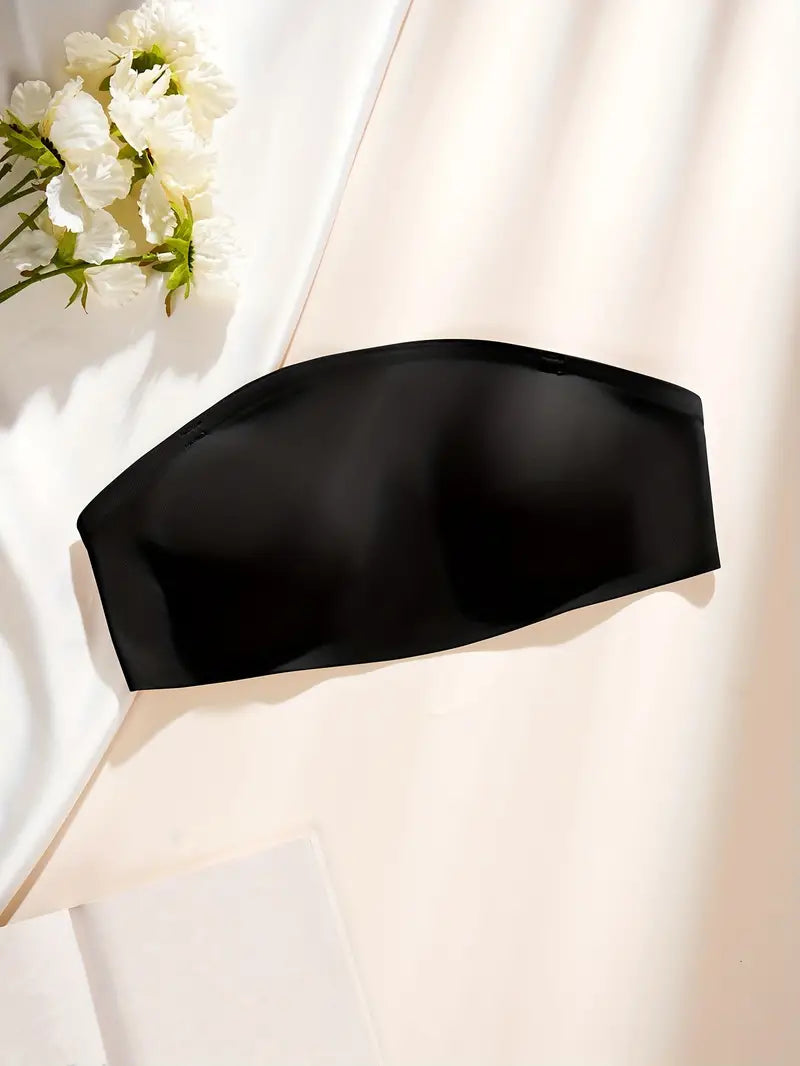Anti Slip Strip Backless Strapless Wireless Basic Bra Black
